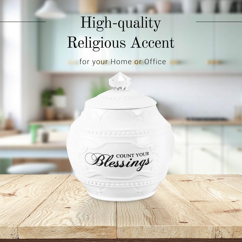 Young's Inc. Ceramic Jar with 36 Blessing Cards - 6" L x 6" W x 7" H - Spiritual Gifts for Women - Motivational Desk Decor - Image 4
